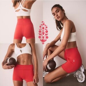 Free People Movement Good Carma Running Shorts Orange Red Xsmall